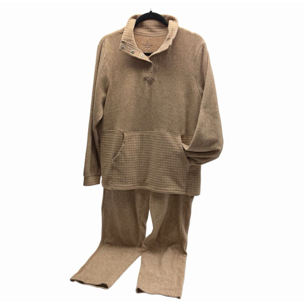Cuddl Duds Fleece Lounge Set Women's Large Beige Pullover Top Pants Cozy - Picture 2 of 13